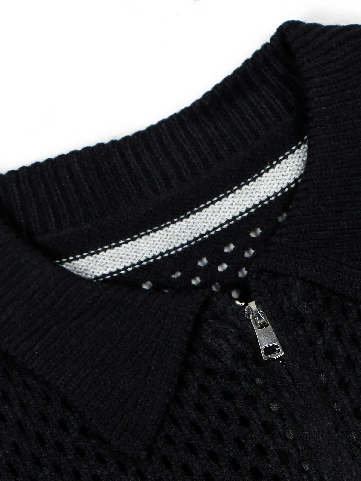 Thesupermade Jacquard Mesh Knit Zipper Polo Sweater sold by Thesupermade product image thumbnail 5