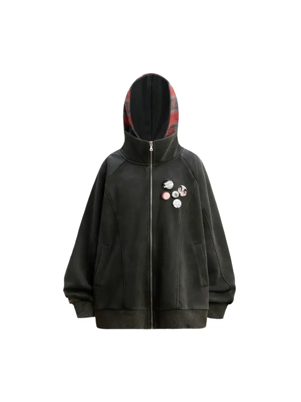 Multi Bedge Zip Up Fleece Hoodie sold by Thesupermade