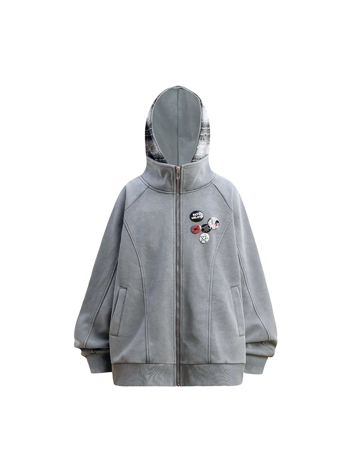 Multi Bedge Zip Up Fleece Hoodie sold by Thesupermade product image thumbnail 2