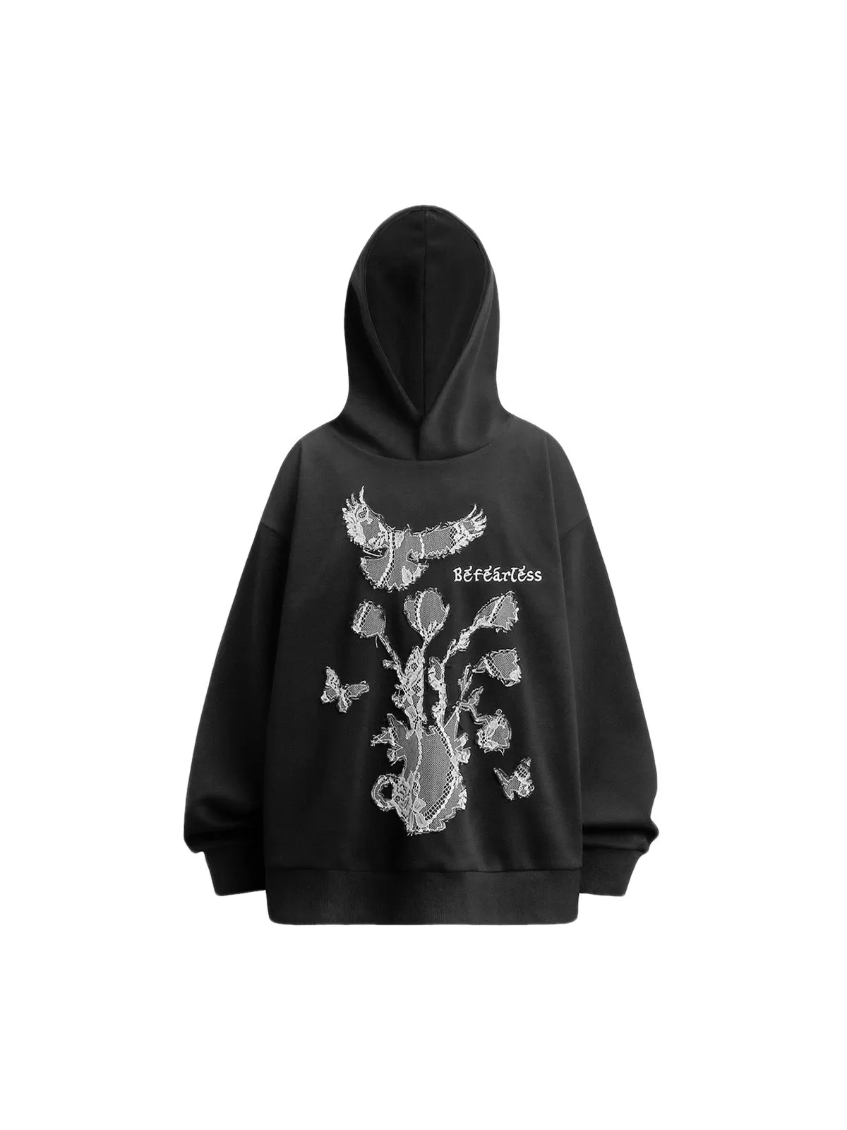 Thesupermade Lace Floral&Dove Embroidery Fleece Hoodie sold by Thesupermade