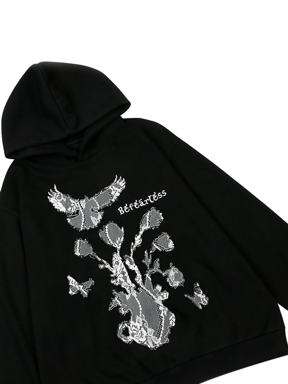 Thesupermade Lace Floral&Dove Embroidery Fleece Hoodie sold by Thesupermade product image thumbnail 5