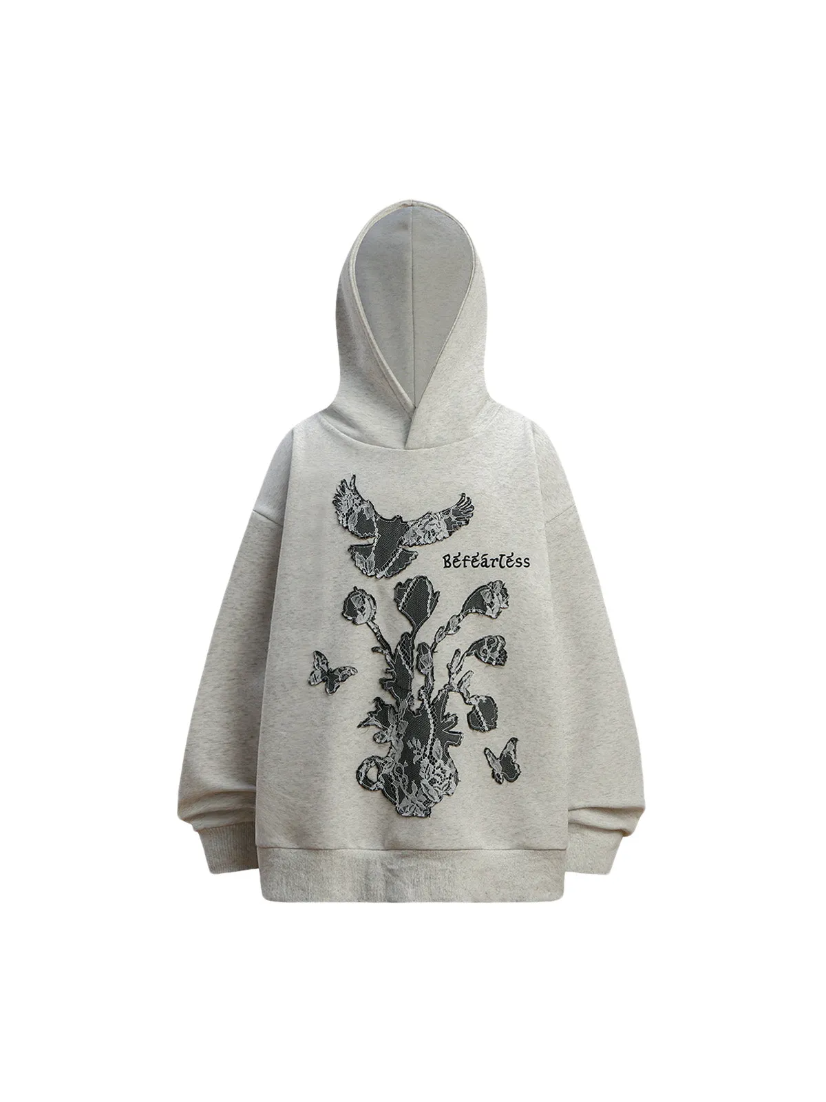 Thesupermade Lace Floral&Dove Embroidery Fleece Hoodie sold by Thesupermade product image thumbnail 2