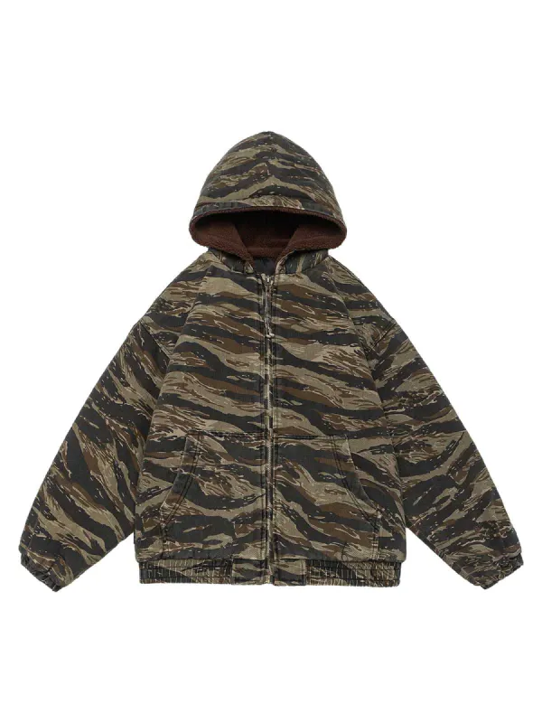 Thesupermade Camouflage Fleece Hooded Jacket sold by Thesupermade