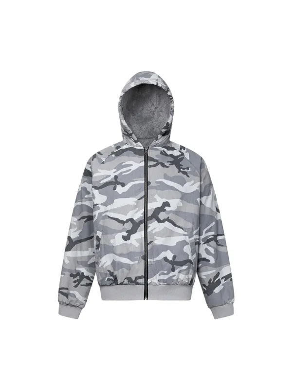 Thesupermade Camouflage Fleece Hooded  Jacket sold by Thesupermade