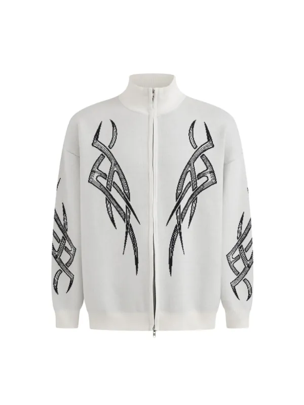 Thesupermade Stand Collar Knit Full Zip Sweater Jacket sold by Thesupermade