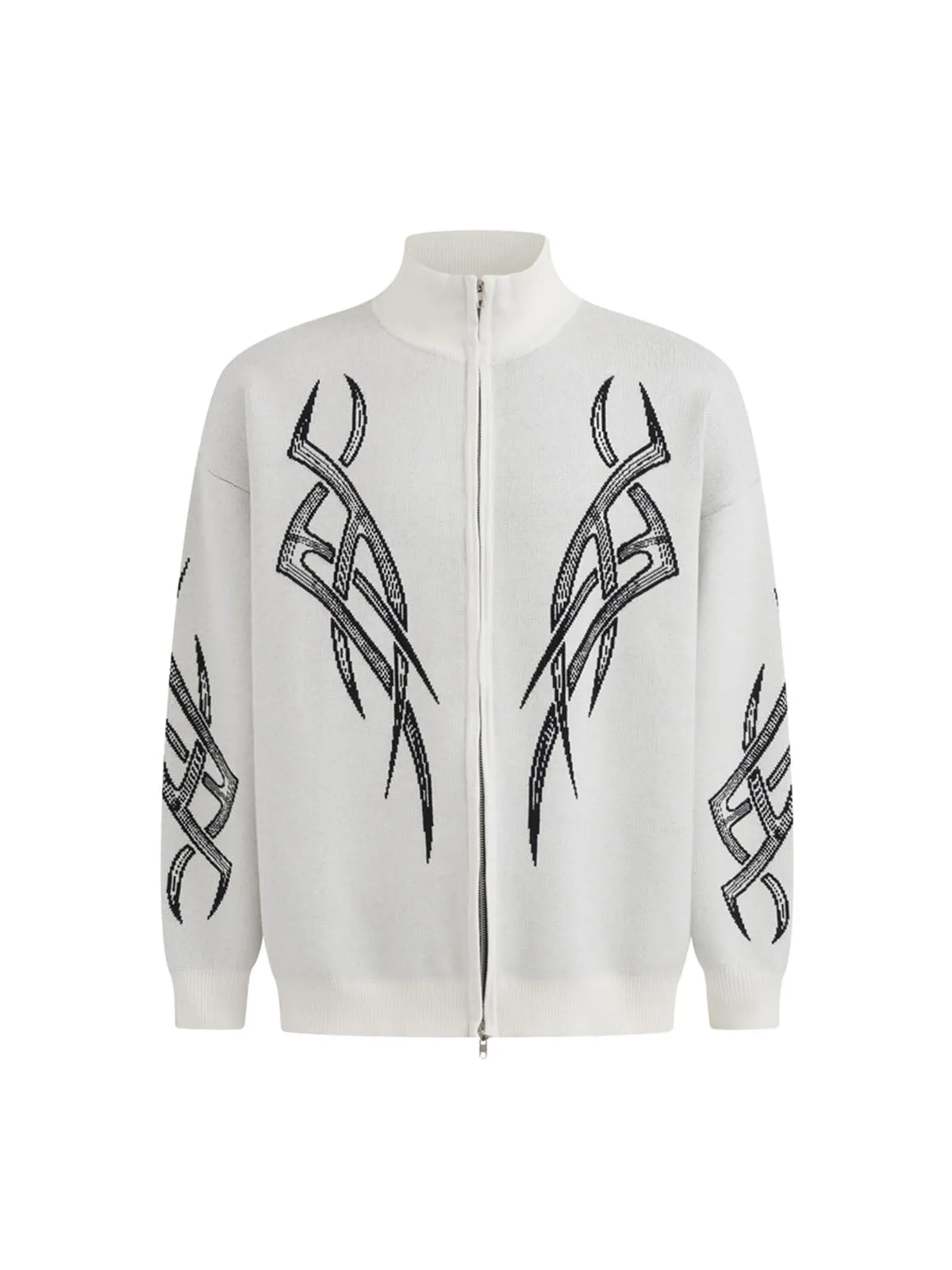 Thesupermade Stand Collar Knit Full Zip Sweater Jacket sold by Thesupermade