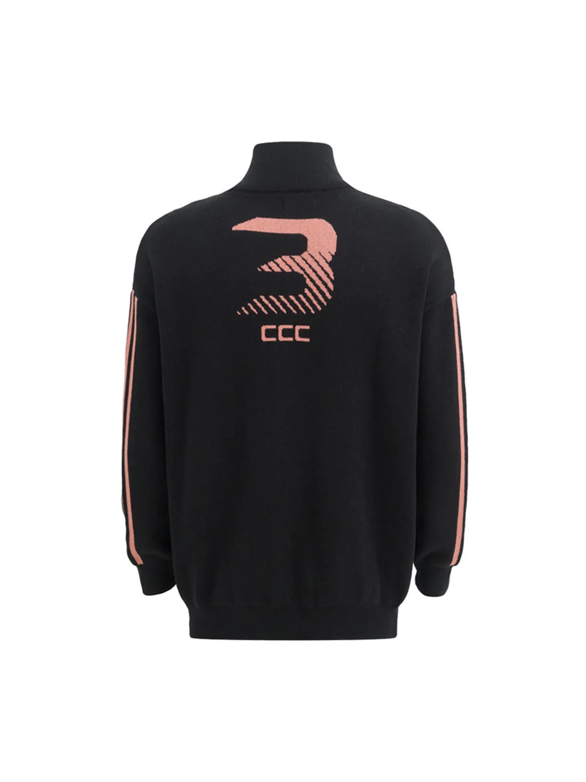 Thesupermade Stand Collar Jacquard Zipper Cardigan Knit Jacket sold by Thesupermade product image thumbnail 3