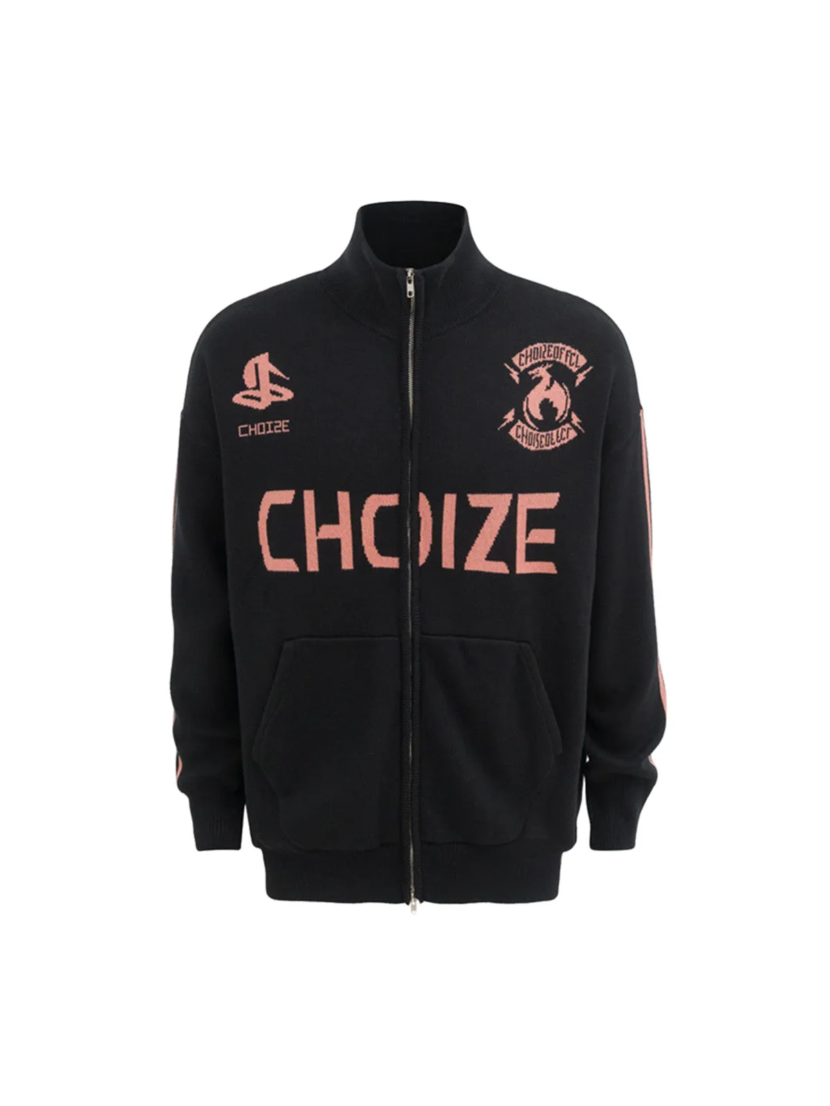 Thesupermade Stand Collar Jacquard Zipper Cardigan Knit Jacket sold by Thesupermade