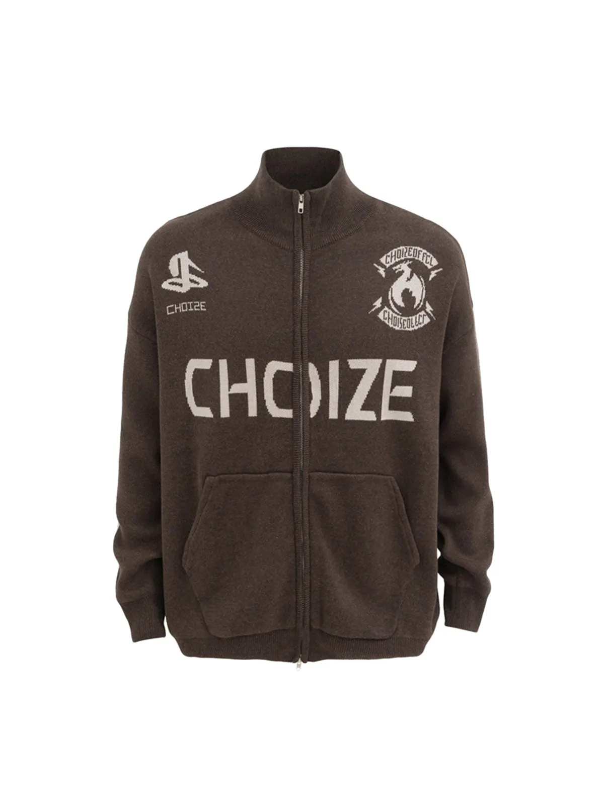 Thesupermade Stand Collar Jacquard Zipper Cardigan Knit Jacket sold by Thesupermade product image thumbnail 2