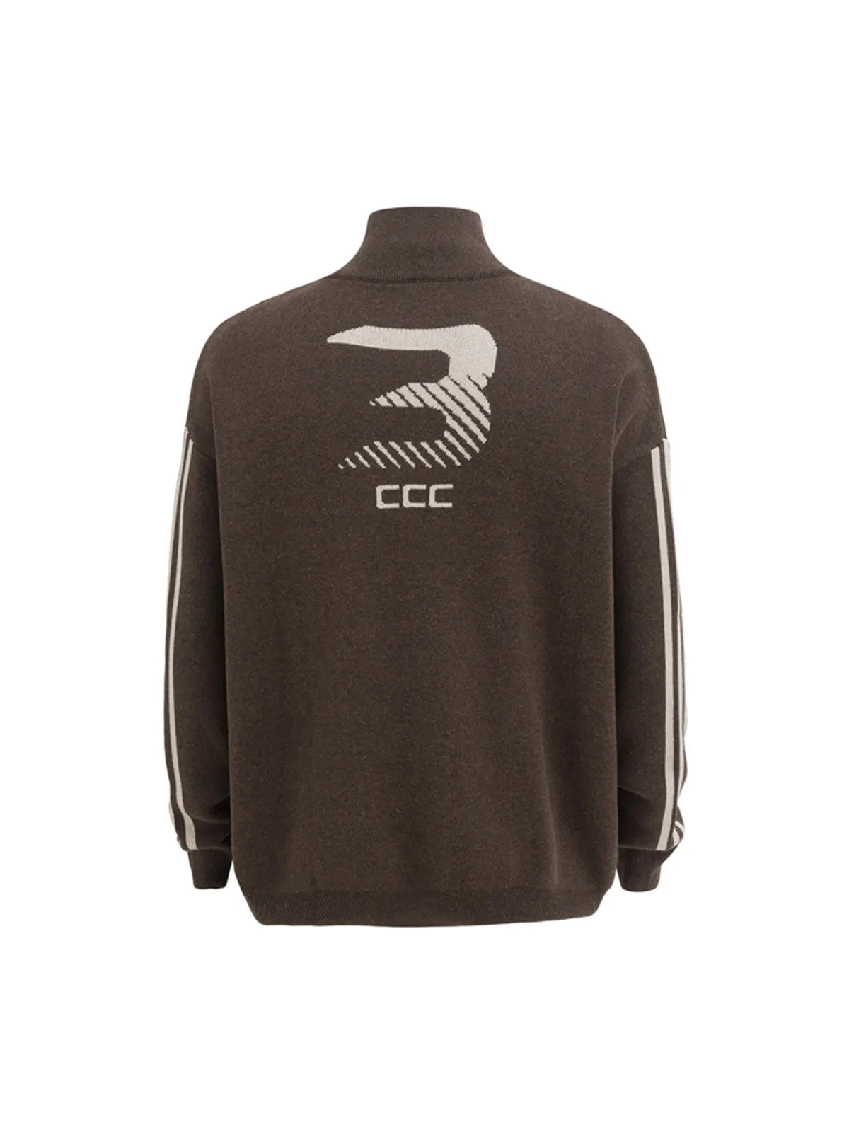 Thesupermade Stand Collar Jacquard Zipper Cardigan Knit Jacket sold by Thesupermade product image thumbnail 4