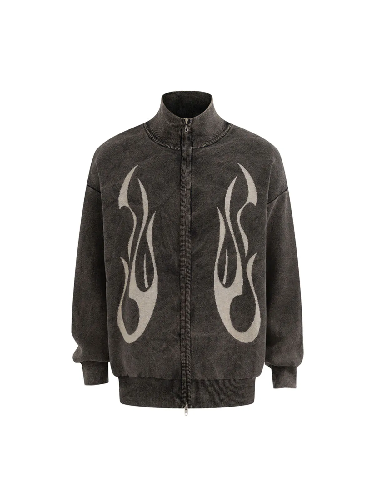 Thesupermade Abstract Flame Stand Collar Knit Cardigan Jacket sold by Thesupermade product image thumbnail 2