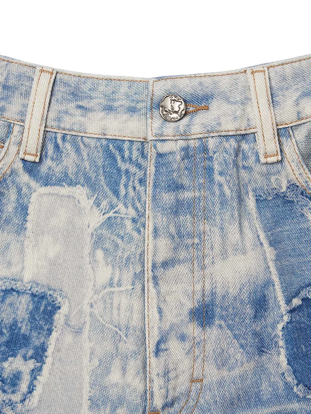 ThesupermadeWashed Raw Edge Tie-dye Print Straight Jeans sold by Thesupermade product image thumbnail 5