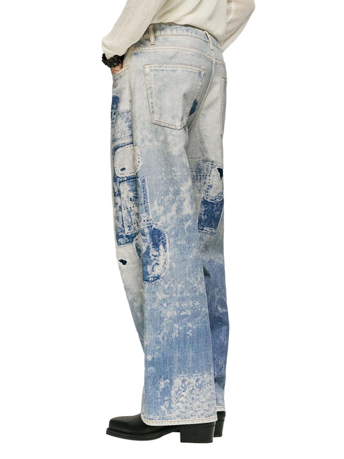 ThesupermadeWashed Raw Edge Tie-dye Print Straight Jeans sold by Thesupermade product image thumbnail 4
