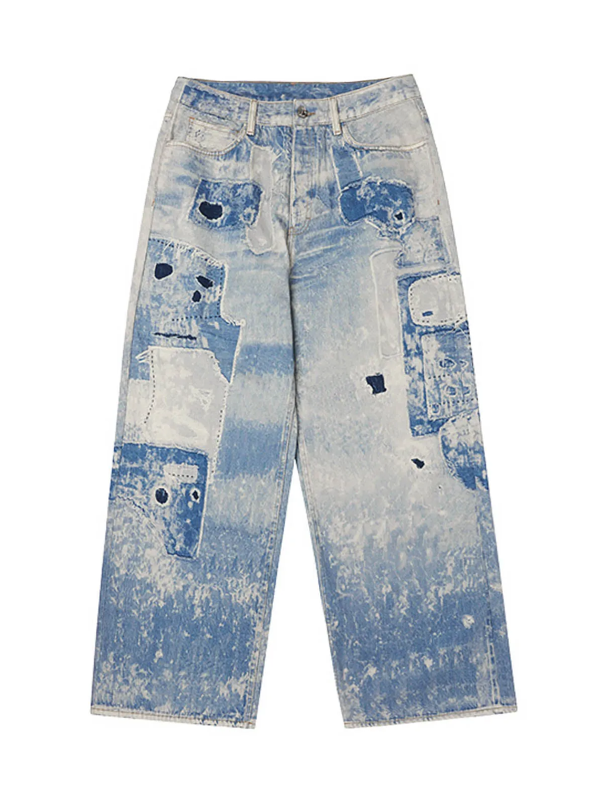 ThesupermadeWashed Raw Edge Tie-dye Print Straight Jeans sold by Thesupermade