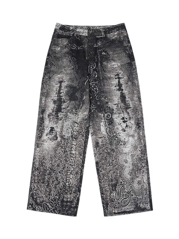 Thesupermade Ink Splash Print Straight Jeans sold by Thesupermade