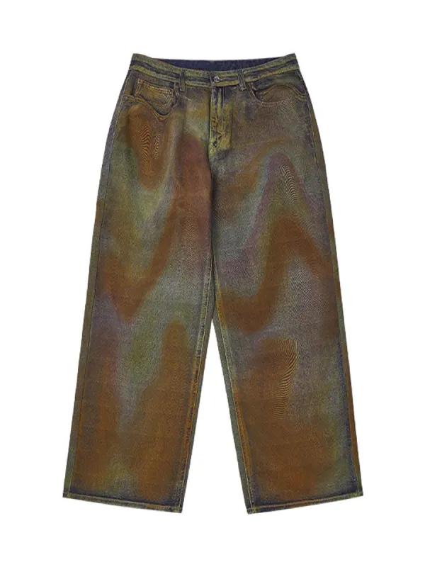 Thesupermade Street Retro Tie-dye Straight Jeans sold by Thesupermade