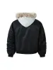 Faux Two-piece Fur Hooded Fleece Bomber Jacket sold by Thesupermade