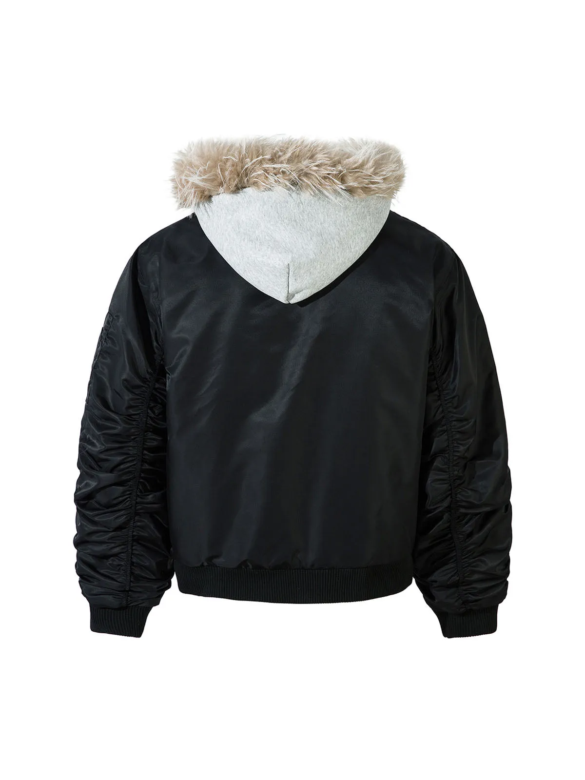 Faux Two-piece Fur Hooded Fleece Bomber Jacket sold by Thesupermade product image thumbnail 5