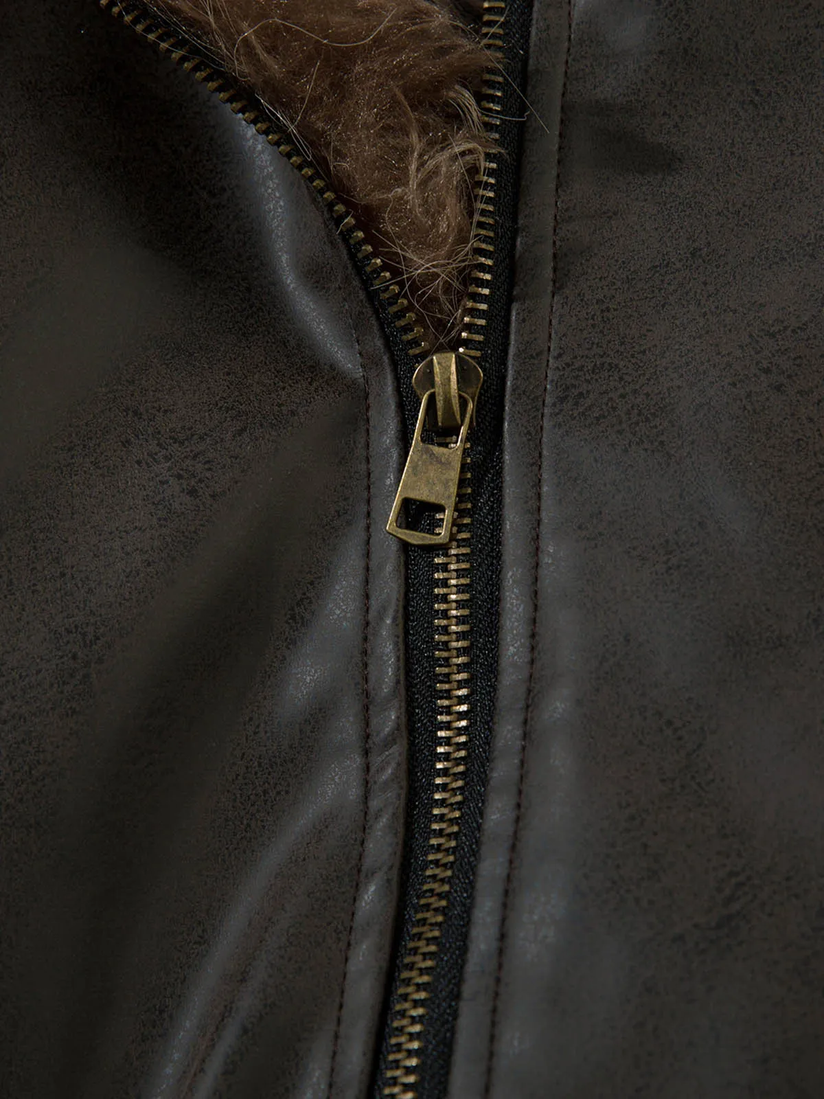 Leather Fur Hooded Fleece Jacket sold by Thesupermade product image thumbnail 5