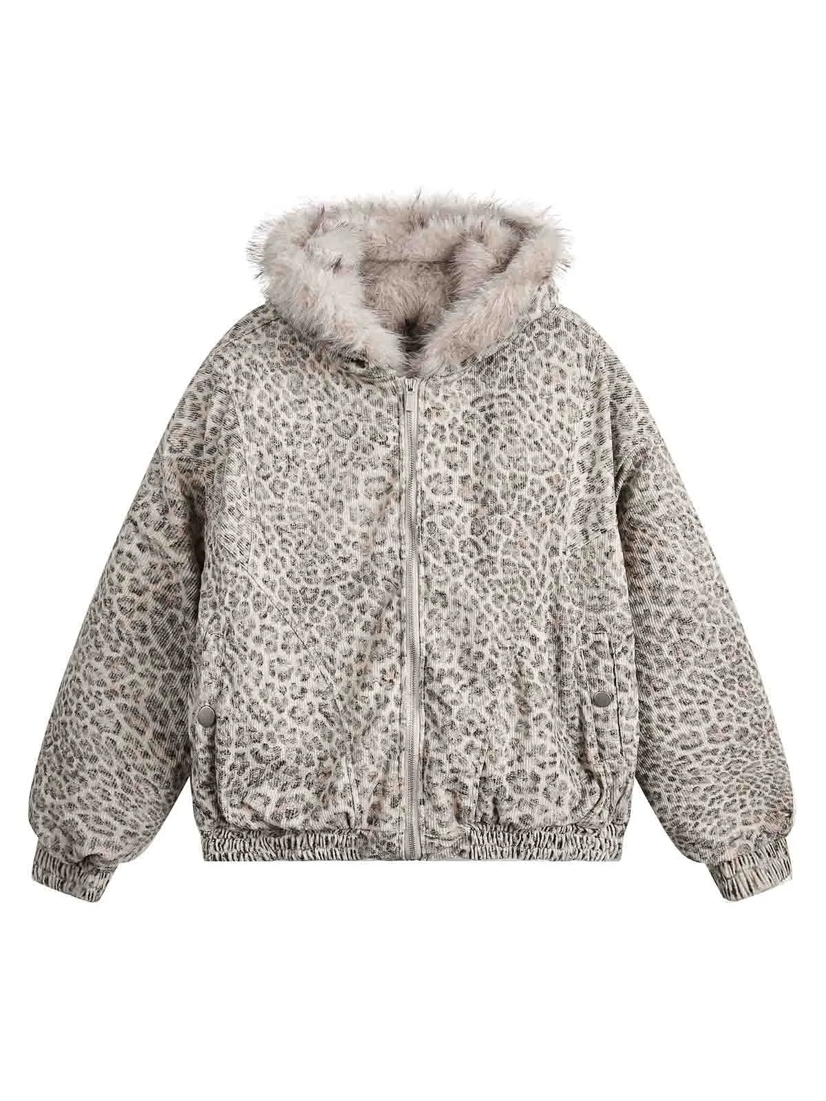 Cheetah Print Mink Fur Hooded Jacket - 2270 sold by Thesupermade product image thumbnail 2