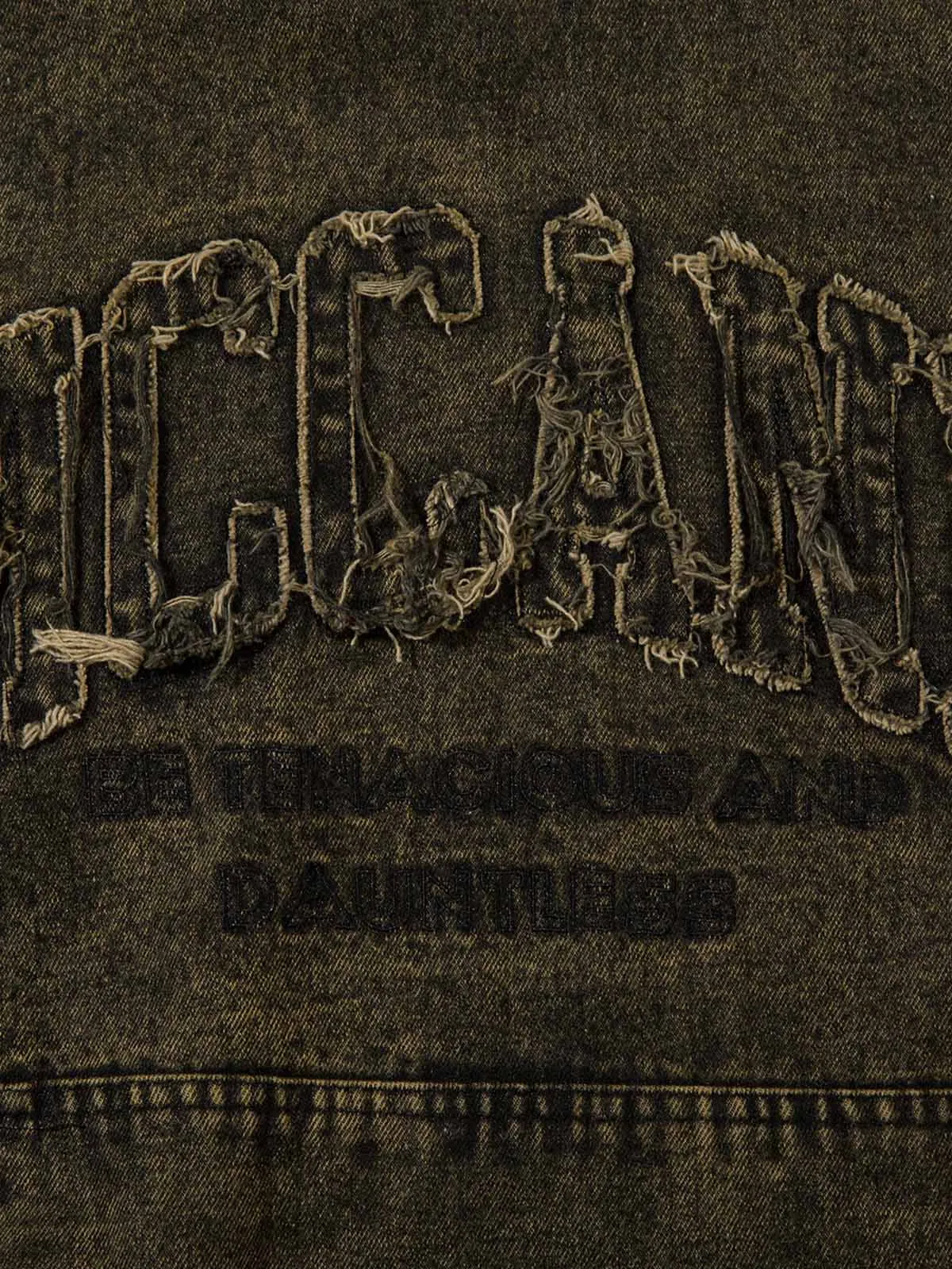 Washed Distressed Letter Embroidered Denim Hoodie sold by Thesupermade product image thumbnail 4