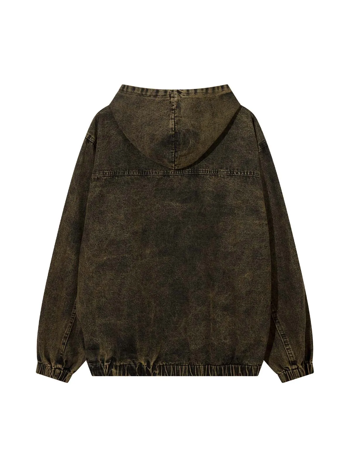 Washed Distressed Letter Embroidered Denim Hoodie sold by Thesupermade product image thumbnail 2