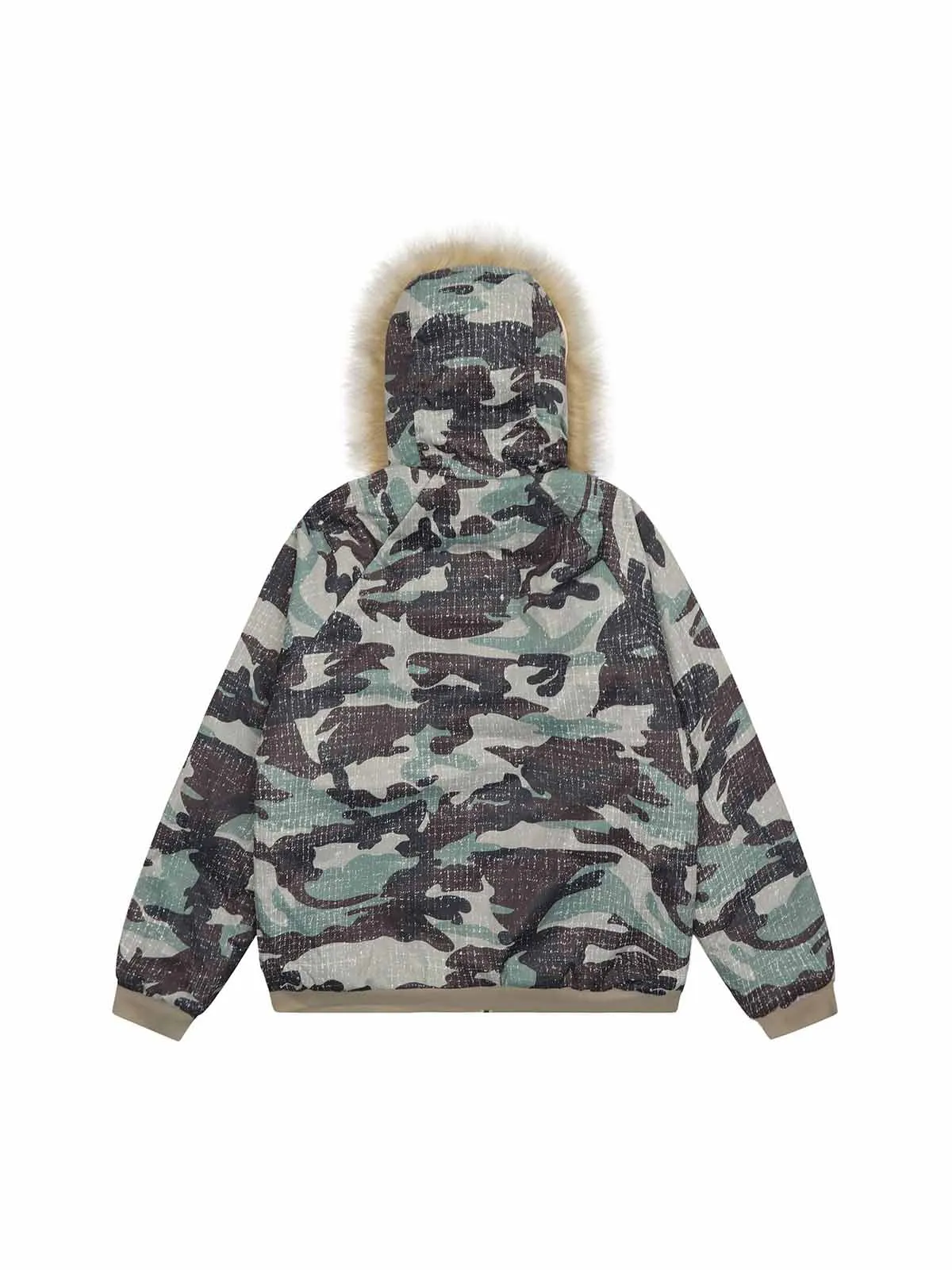 Camouflage Fur Hooded Fleece Jacket sold by Thesupermade product image thumbnail 2