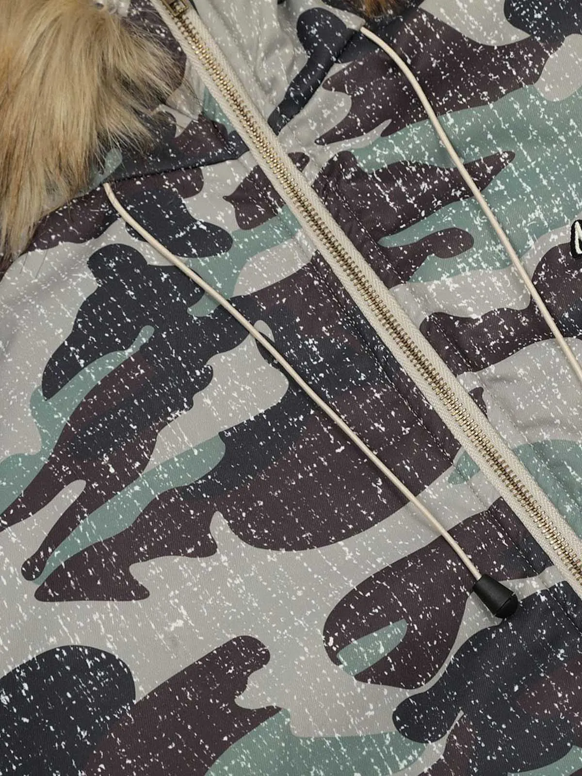 Camouflage Fur Hooded Fleece Jacket sold by Thesupermade product image thumbnail 3