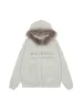 Letter Embroidered Fur Hooded Fleece Jacket sold by Thesupermade