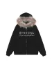 Letter Embroidered Fur Hooded Fleece Jacket sold by Thesupermade