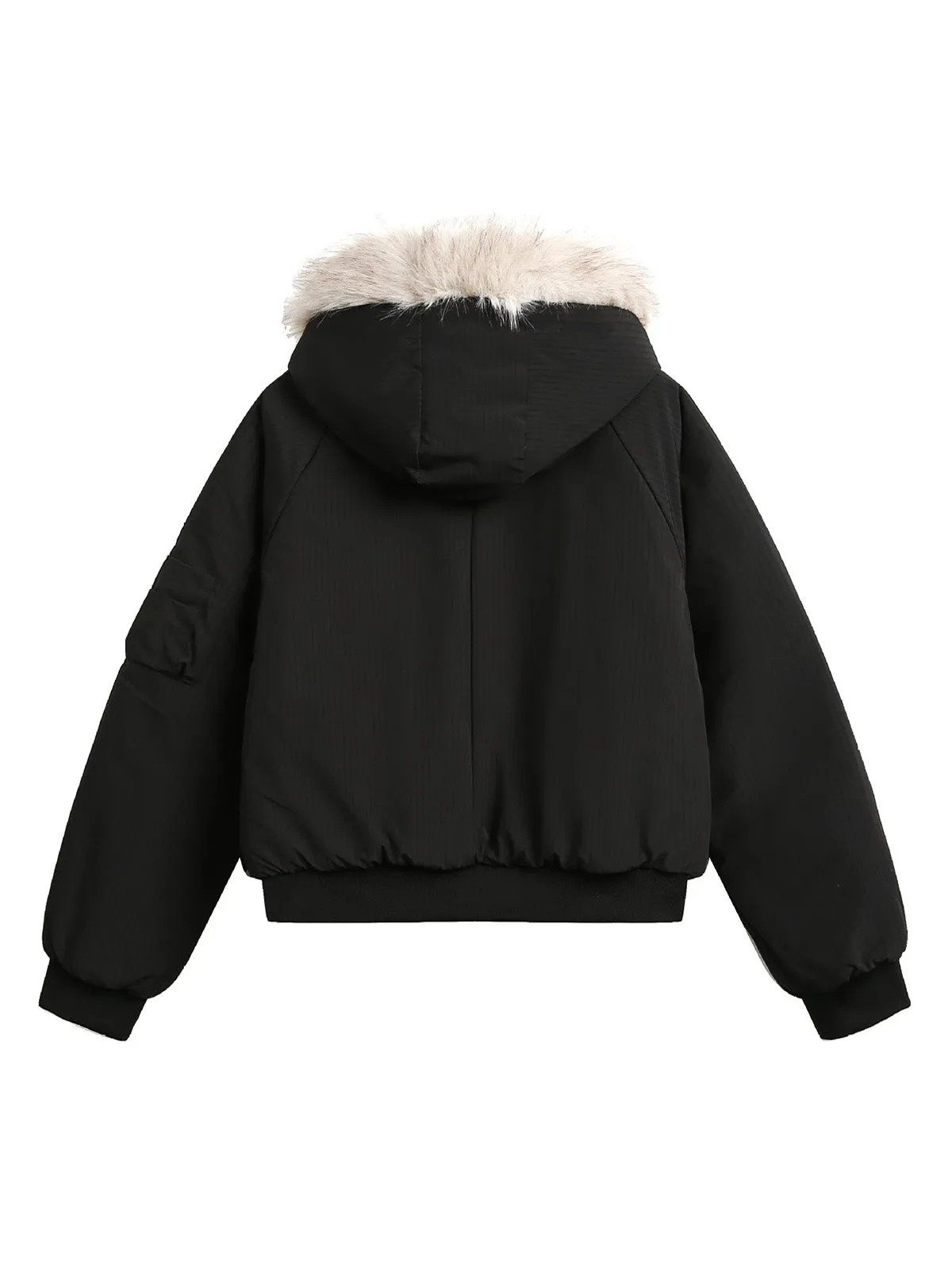 Retro Fur Hooded Fleece Bomber Jacket - 2478 sold by Thesupermade product image thumbnail 3
