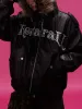 Lace Lettering Fur Hooded Leather Quited Jacket sold by Thesupermade