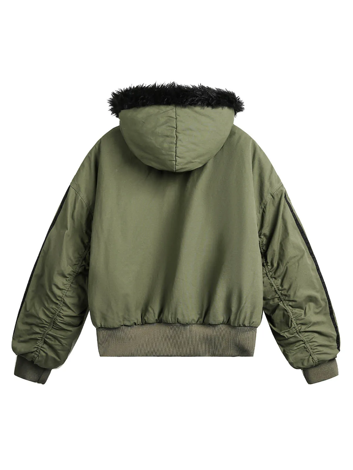 Thesupermade Fur Hooded Quilted Bomber Jacket sold by Thesupermade product image thumbnail 4