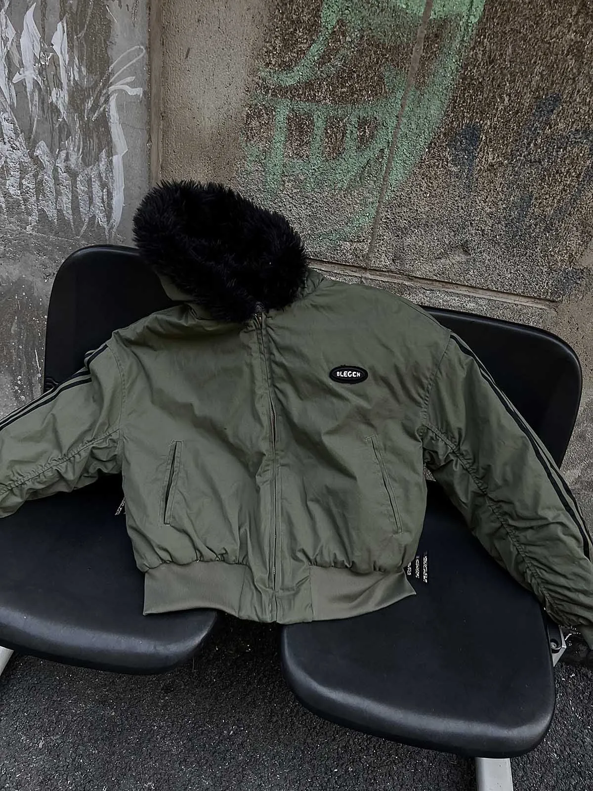 Thesupermade Fur Hooded Quilted Bomber Jacket sold by Thesupermade product image thumbnail 5