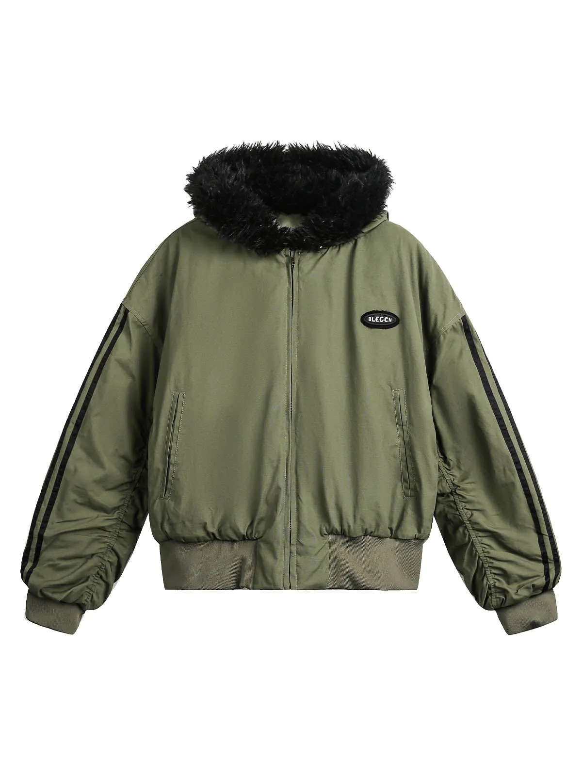 Thesupermade Fur Hooded Quilted Bomber Jacket sold by Thesupermade product image thumbnail 2