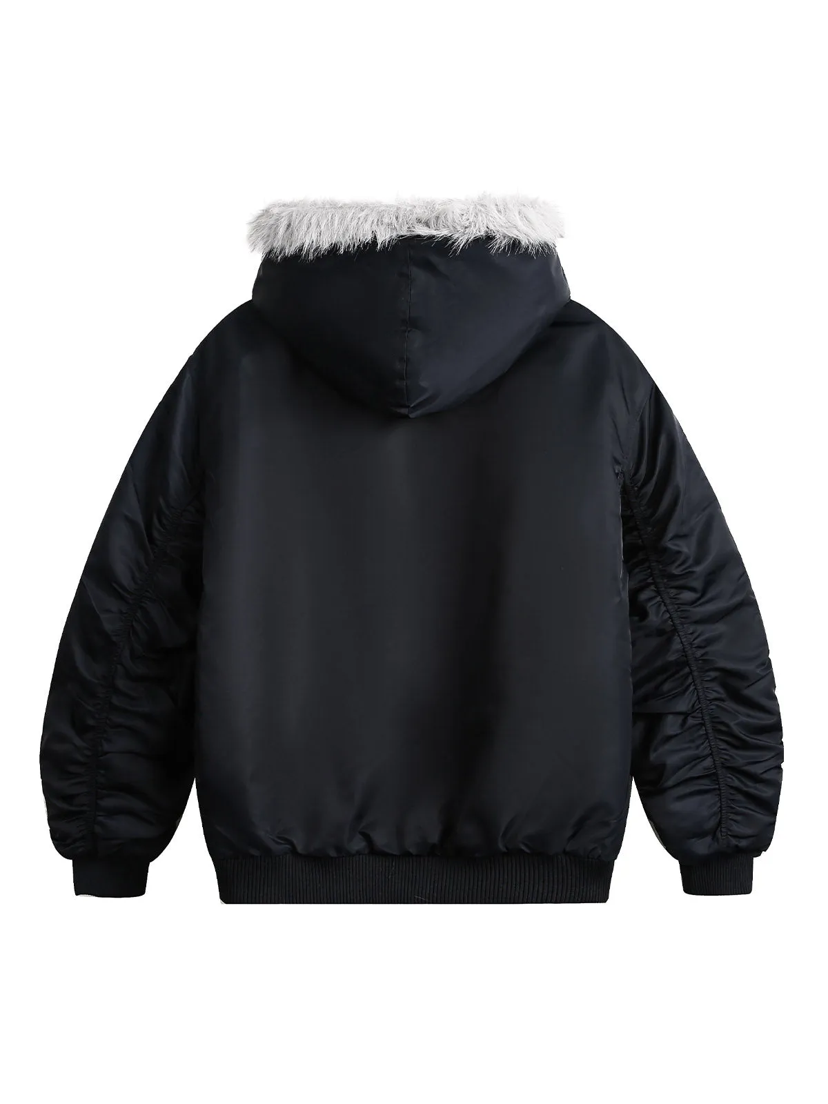 Thesupermade Fur Hooded Pleated Quilted Bomber Jacket sold by Thesupermade product image thumbnail 3