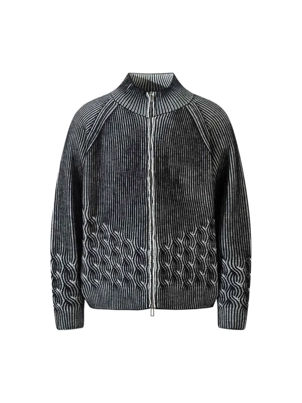 Thesupermade Stand Collar Reversible Knitted Cardigan Sweater sold by Thesupermade