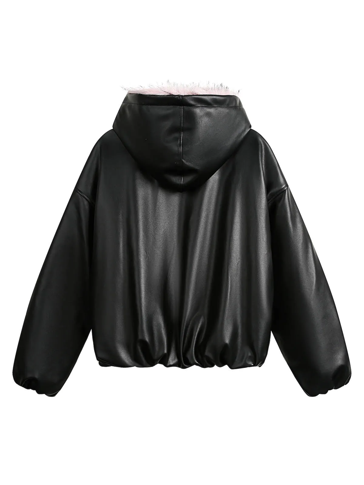 Leather Pink Fur Hooded Quilted Jacket sold by Thesupermade product image thumbnail 3