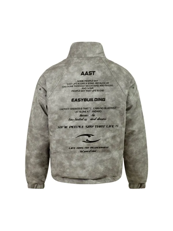 Distressed Tie-Dye PU Leather Puffer Jacket sold by Thesupermade