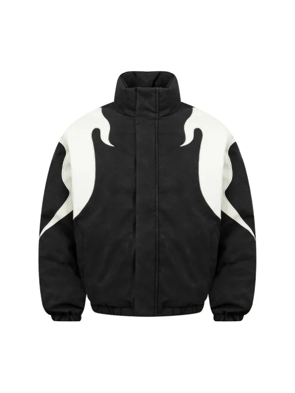 Street Flame Embroidered Suede Padded Puffer Jacket - 2283 sold by Thesupermade