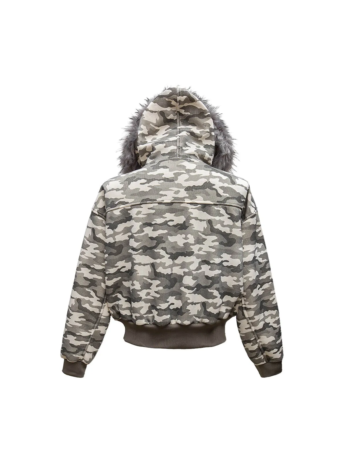 Camouflage Spliced Fur Hooded Fleece Jacket - 2262 sold by Thesupermade product image thumbnail 3