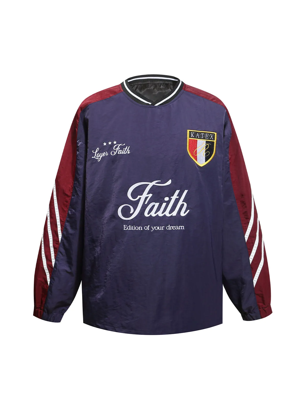 Spliced Letter Embroidered Jersey Long Sleeve T-shirt sold by Thesupermade product image thumbnail 2