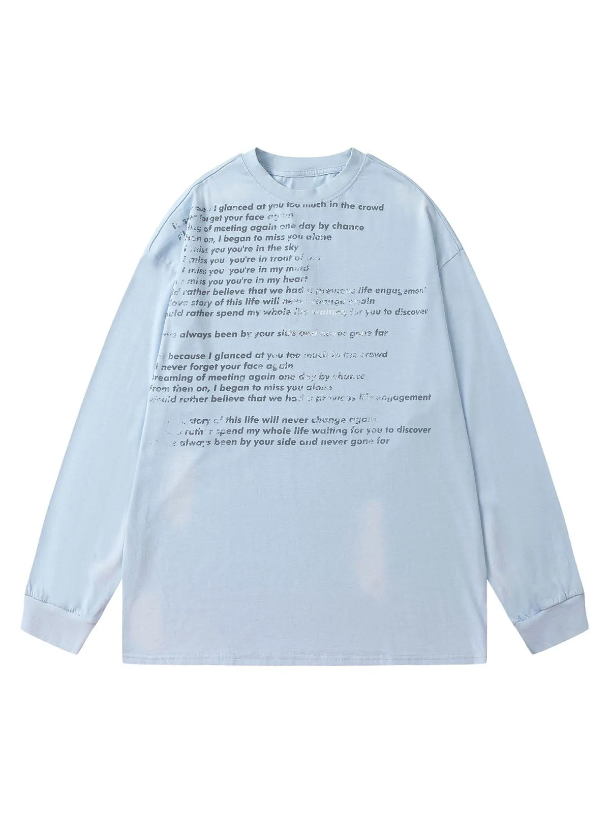 Letter Print Long Sleeve Crew Neck T-shirt sold by Thesupermade product image thumbnail 3