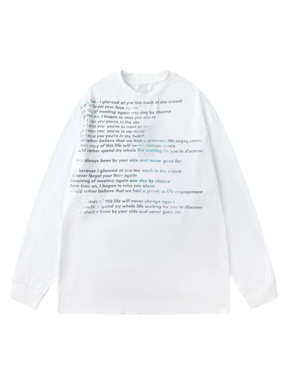 Letter Print Long Sleeve Crew Neck T-shirt sold by Thesupermade product image thumbnail 2