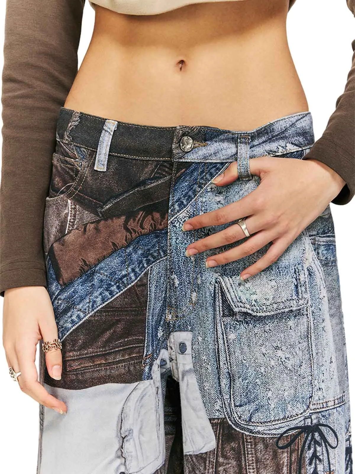 Washed Patchwork Baggy Jeans sold by Thesupermade product image thumbnail 5