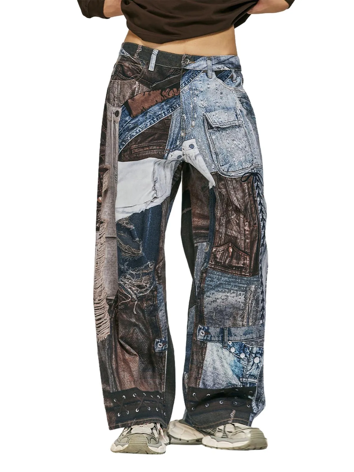 Washed Patchwork Baggy Jeans sold by Thesupermade product image thumbnail 3