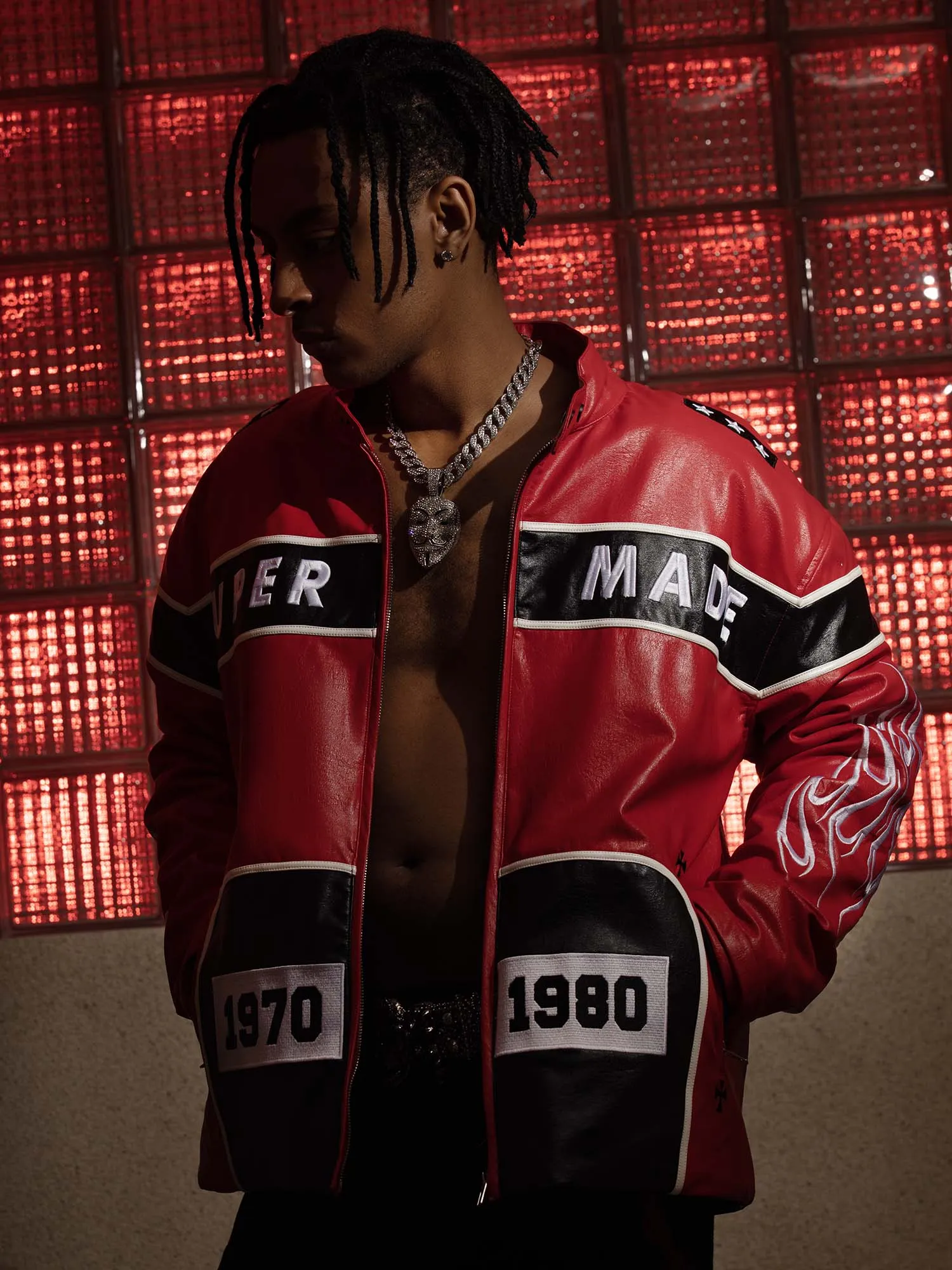 Thesupermade Vintage Biker Style Embroidered Leather Jacket - 1746 sold by Thesupermade product image thumbnail 3