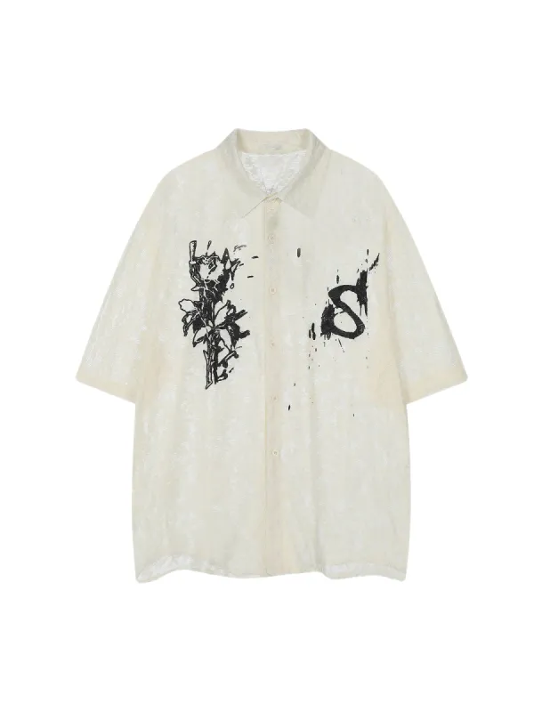 Retro High Street Hollow Printed Shirt sold by Thesupermade