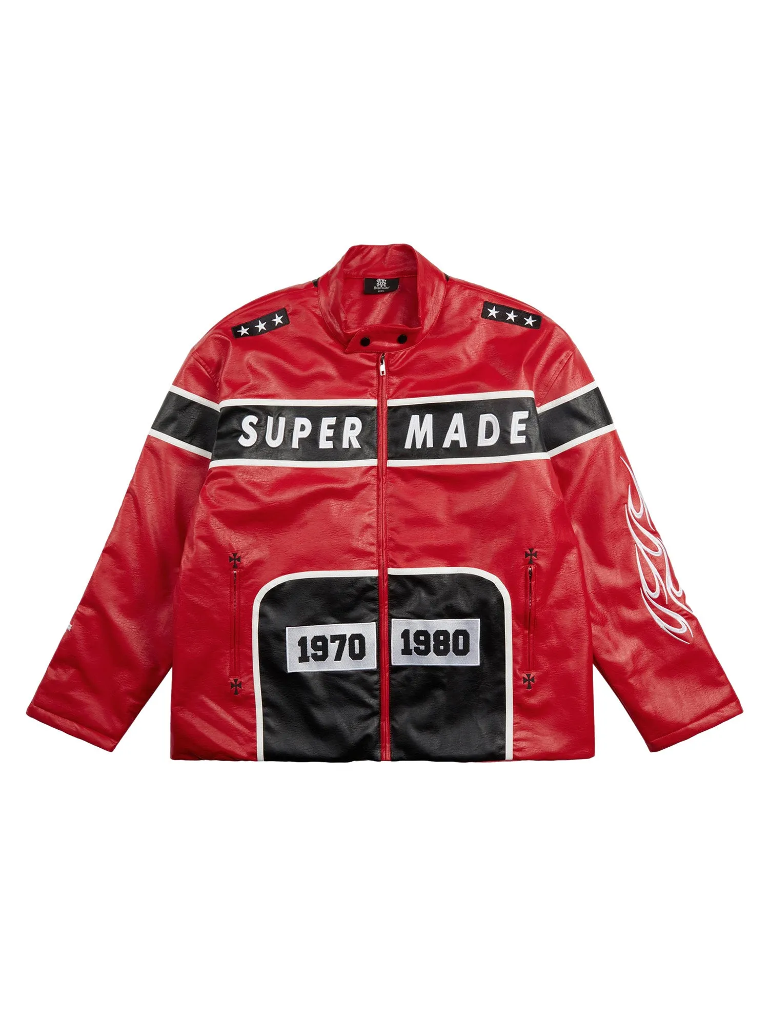 Thesupermade Vintage Biker Style Embroidered Leather Jacket - 1746 sold by Thesupermade