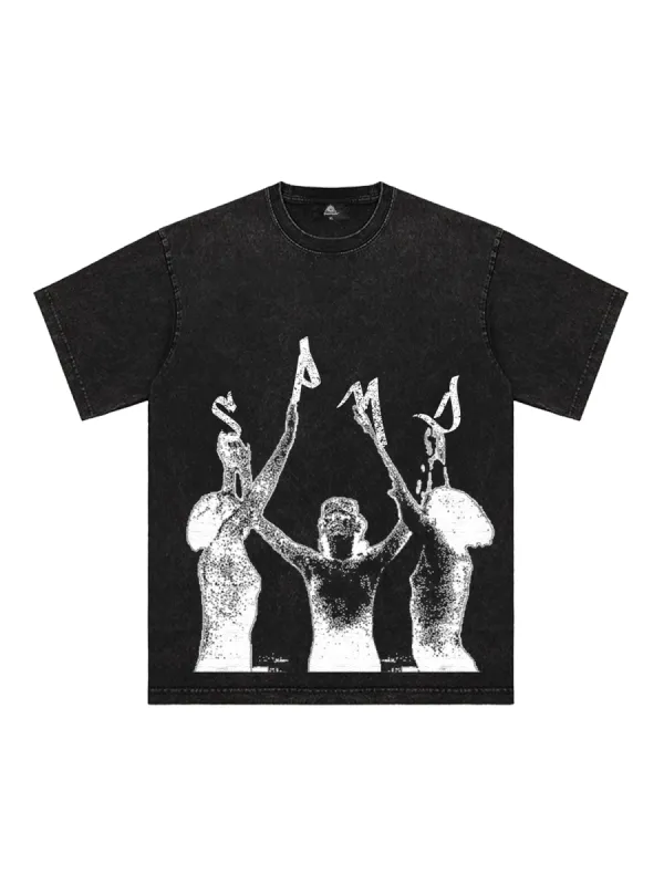 Thesupermade Washed Graphics Fun Letter Print T-shirt sold by Thesupermade